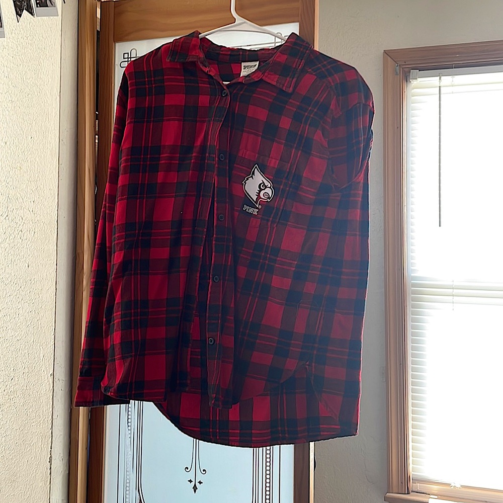 University of  Louisville Victoria’s Secret Pink Flannel Button Up on Sale woman
